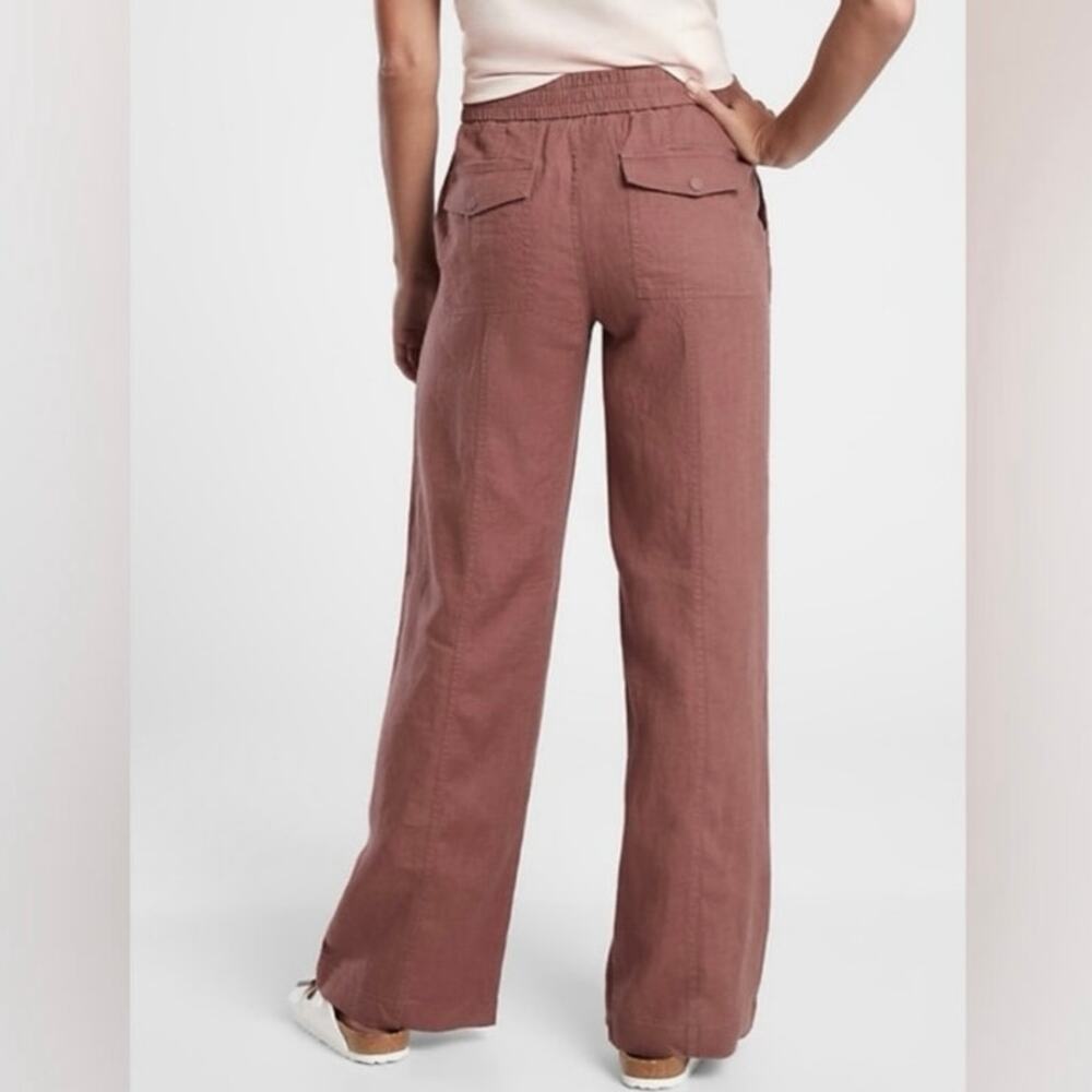 Athleta NWT Cabo Retreat Linen Hearth Rose Pink Pant Size 10 Tall - Picture 3 of 13